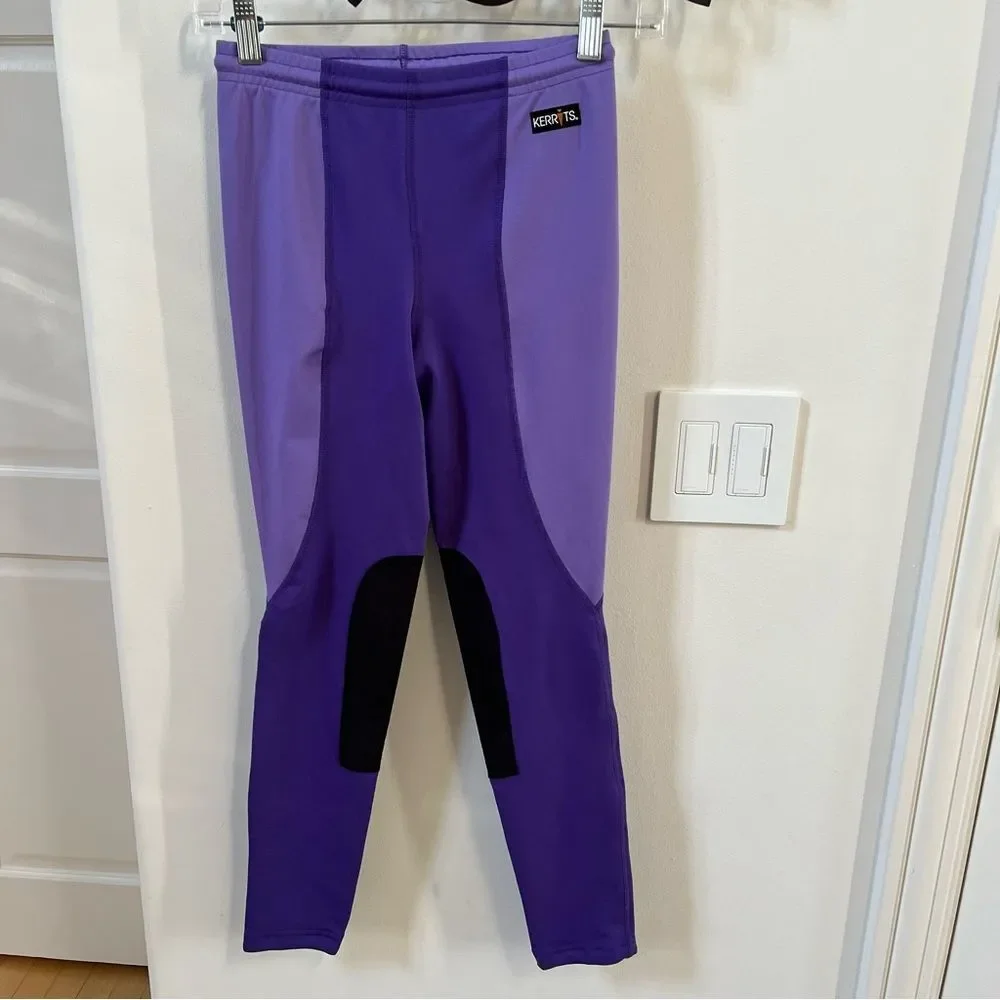 Kerrits  Kids Flow Rise Riding  Tights in Purple and Black XL